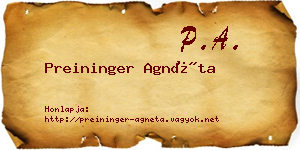 Preininger Agnéta névjegykártya